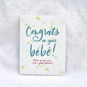 Kaart! "Gefeliciteerd met je bébé!" | handgeletterde nieuwe ouderwenskaart | genderneutraal ouderschap | welkom schat