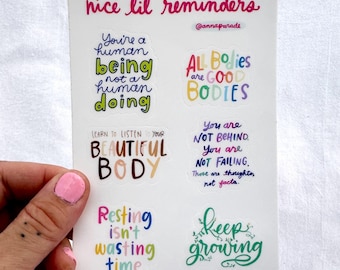 Sticker sheet! nice lil reminders vinyl sticker sheet | affirmation stickers
