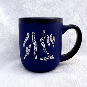 Mug! Finger Lakes |Navy hand-lettered mug 16 ounces | upstate New York