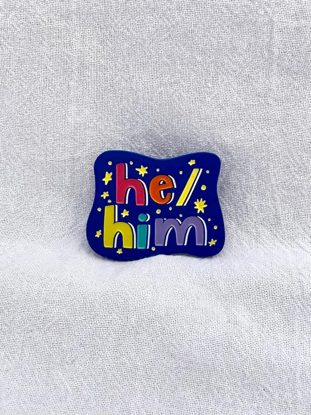 Pronoun Pin! He/him Space Pin | 1.5 Inches Wide Soft Enamel - Etsy