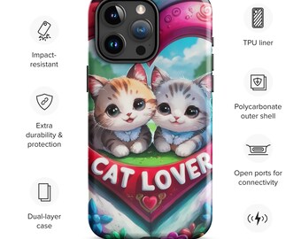 Kawaii Cat Lovers Tough Case for iPhone® Durable phone case, purple themed phone case, iPhone, iPhone pro, iPhone mini, iPhone plus