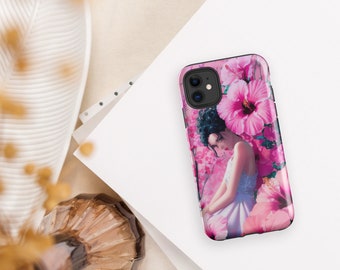 Hot Pink Anime Hibiscus Tough case for iPhone® durable phone case, cute anime phone case, iPhone, iPhone pro, iPhone mini, iPhone plus