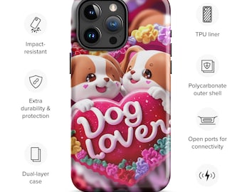 Kawaii Hundeliebhaber Tough Case für iPhone® Robuste Handyhülle, lila Themen Handyhülle, iPhone, iPhone pro, iPhone mini, iPhone plus