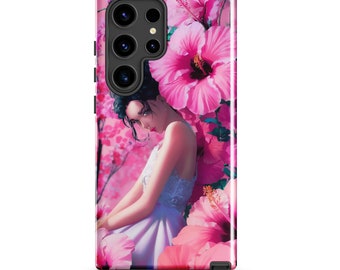 Hot Pink Anime Hibiscus Tough case for Samsung® Samsung Galaxy, Samsung Galaxy Plus, Samsung Galaxy Ultra, Samsung Galaxy S24 Ultra, Fantasy