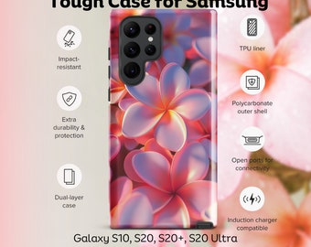 Pastel Pink Plumeria Tough Case for iPhone® durable phone case, tropical themed phone case, iPhone, iPhone pro, iPhone mini, iPhone plus
