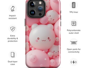 Pink Kawaii Mochi Tough Case for iPhone® durable phone case, iPhone, iPhone pro, iPhone mini, iPhone plus