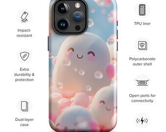 Happy Kawaii Marshmallow Tough Case for iPhone® iPhone, iPhone pro, iPhone mini, iPhone plus, girls phone case, kawaii gifts