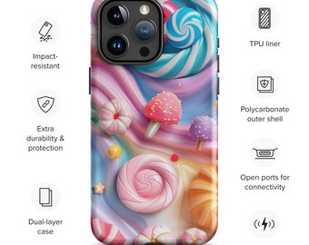 Süße Süßigkeit Tough Case für iPhone® langlebige Handyhülle, iPhone, iPhone pro, iPhone mini, iPhone plus, bunte Handyhülle, Kinder Handyhülle