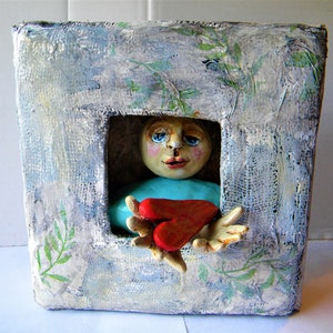 Original sculpture art in a shadow box image 1