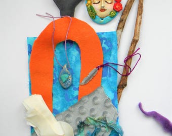 Cloth Doll Sewing Pattern, Spirit Talisman Kit, 12" mostly No-Sew | Handmade with a Hand-Painted Clay Face