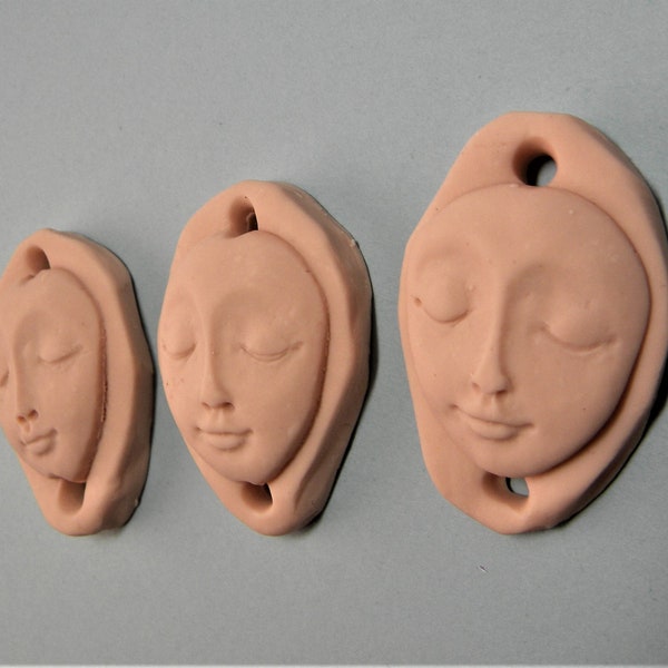 Spirit doll faces, SMALL unpainted, set of 3