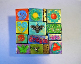 Mosaic art box, polymer clay