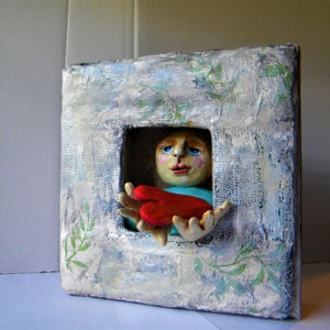 Original sculpture art in a shadow box image 6