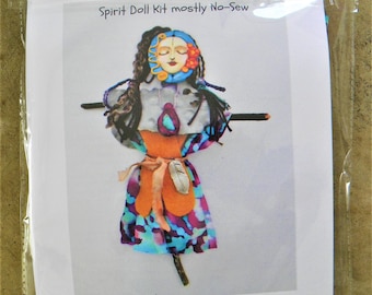 Cloth Doll Sewing Pattern, Spirit Talisman Kit, 12" mostly No-Sew | Handmade with a Hand-Painted Clay Face