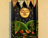 Moon and bird 39 s nest diorama, wall art.