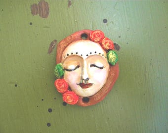 Spirit doll face for doll assemblage, spiritual art