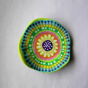 Small hand-painted air-dry clay bowl