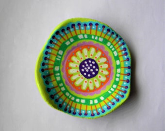 Small hand-painted air-dry clay bowl