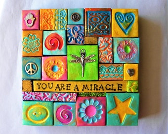 Dragonfly mosaic wall art, You Are A Miracle