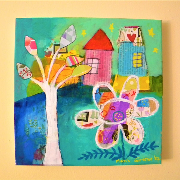 Whimsical folk art painting