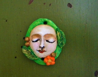 Spirit doll face for doll assemblage, spiritual art