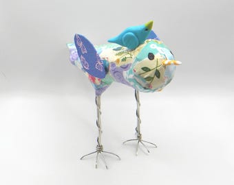 Whimsical Paper Bird Sculpture: Handmade 3D Art