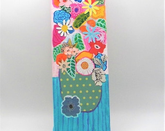 Colorful flower painting on a small canvas 3x9"