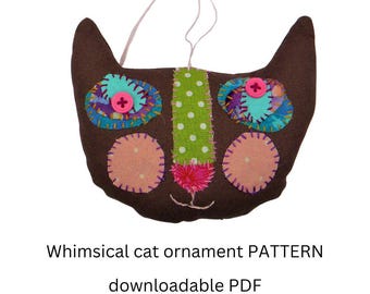 Whimsical Fabric Cat Ornament Pattern (PDF Download)