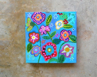 Boho style colorful flower painting