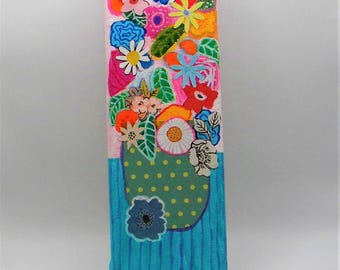Colorful flower painting on a small canvas 3x9&quot;