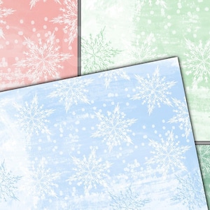 Christmas Pastel Snowflake Junk Journal Paper Holiday Background (Digital Download) Printable Journaling Page