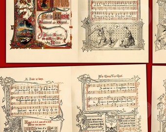 Vintage Christmas Music Ephemera: 1800s Illustrated Songs (Digital Download)