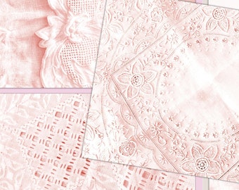 Vintage Pink Lace Journal Pages: Antique Fabric Backgrounds (Digital Download)
