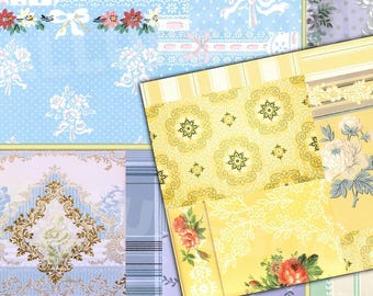 Vintage Wallpaper Collage: Printable Junk Journal Pages (Digital Download)