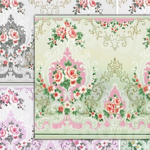Papel tapiz floral francés victoriano: Efímera de diario basura (descarga digital)