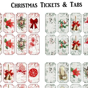 Weihnachtstickets & Tabs zum ausdrucken, Download, Junk Journal Verzierung, Urlaubstickets Digitaler Download