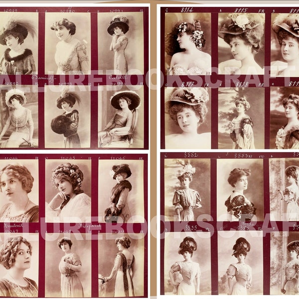 60 Beautiful Vintage French Ladies 1, Black And White Vintage Woman Pictures Photos, 1800 1900, Junk Journal Embellishment