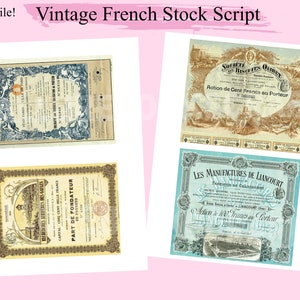 Vintage French Stock Script 1, Ephemera Junk Journal, graphique fleuri France, ancien collage de polices de papier à en-tête vintage numérique imprimable