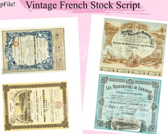 Vintage French Stock Script Ephemera: Ornate Graphic Collage (Digital Printable)