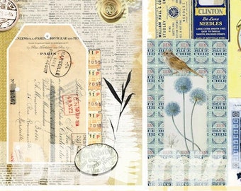 Vintage Ephemera Collage Junk Journal Paper, Ephemera Society Digital Printable Collage Tear Antique Paper Kit
