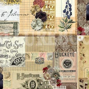 Vintage Ephemera Collage Paper: Scrapbook Journal Pages (Digital Download)