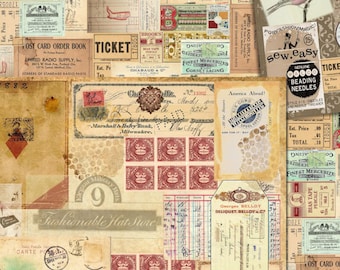 Vintage Ephemera Paper Pack: Landscape Collage Sheets (Digital Download)
