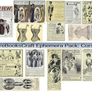 May include: A collection of vintage advertisements for corsets. The ads feature illustrations of women wearing corsets, as well as text describing the benefits of wearing a corset. The ads are from the early 1900s and are a great example of the fashion of the time.