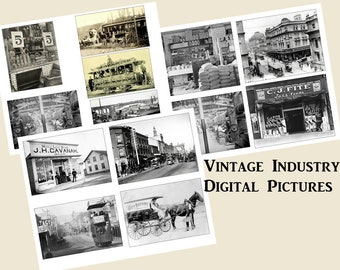 Vintage Industry Digital Photos: 1800s Black & White Images (Digital Download)