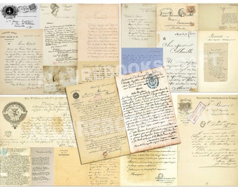 Paper pack 50 genuine vintage French pages from 5 old books Vintage text pages Ephemera pack of mixed vintage papers