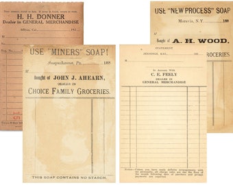 Blank Vintage Receipt, Ledger, Vintage Font, Junk Journal