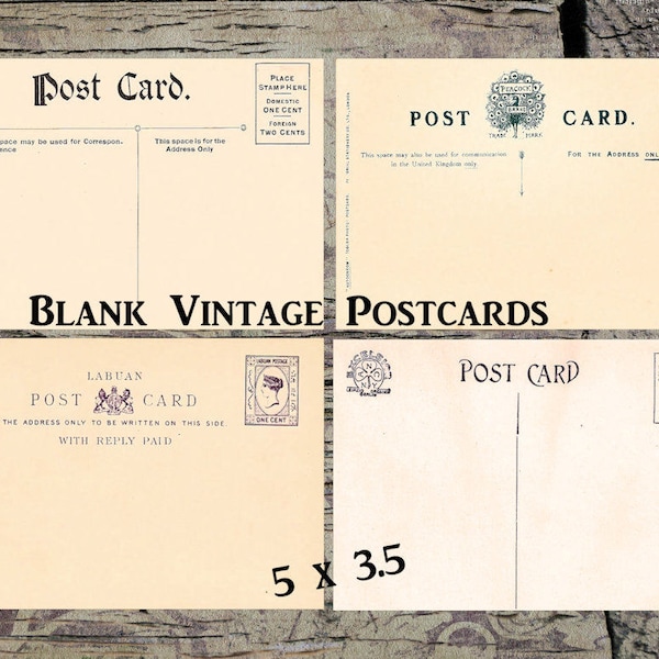 Blank Vintage Postcards, Blank Ephemera, Vintage Period Letterhead, Retro Era England, Printable, Junk Journal, Altered Book Embellishments