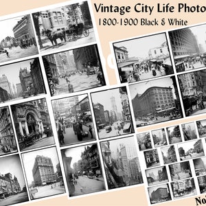 Vintage City Life Foto's 1800 1900, 5 Vellen-16 Foto's, Antieke Foto, Vintage Zwart-wit Foto Ephemera, Steden, Winkels