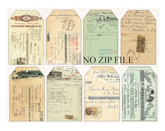 Vintage Script Tags: Printable Ephemera for Junk Journals (Digital Download)