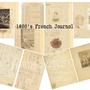 1800's Franse vintage dagboekpagina's uit origineel dagboek, Frans schrift, Frankrijk Ephemera, ongewenste dagboekversiering, oud antiek papier